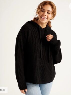 Quince NWT Mongolian Cashmere Fisherman Pullover Hoodie Womens Black Sz Large